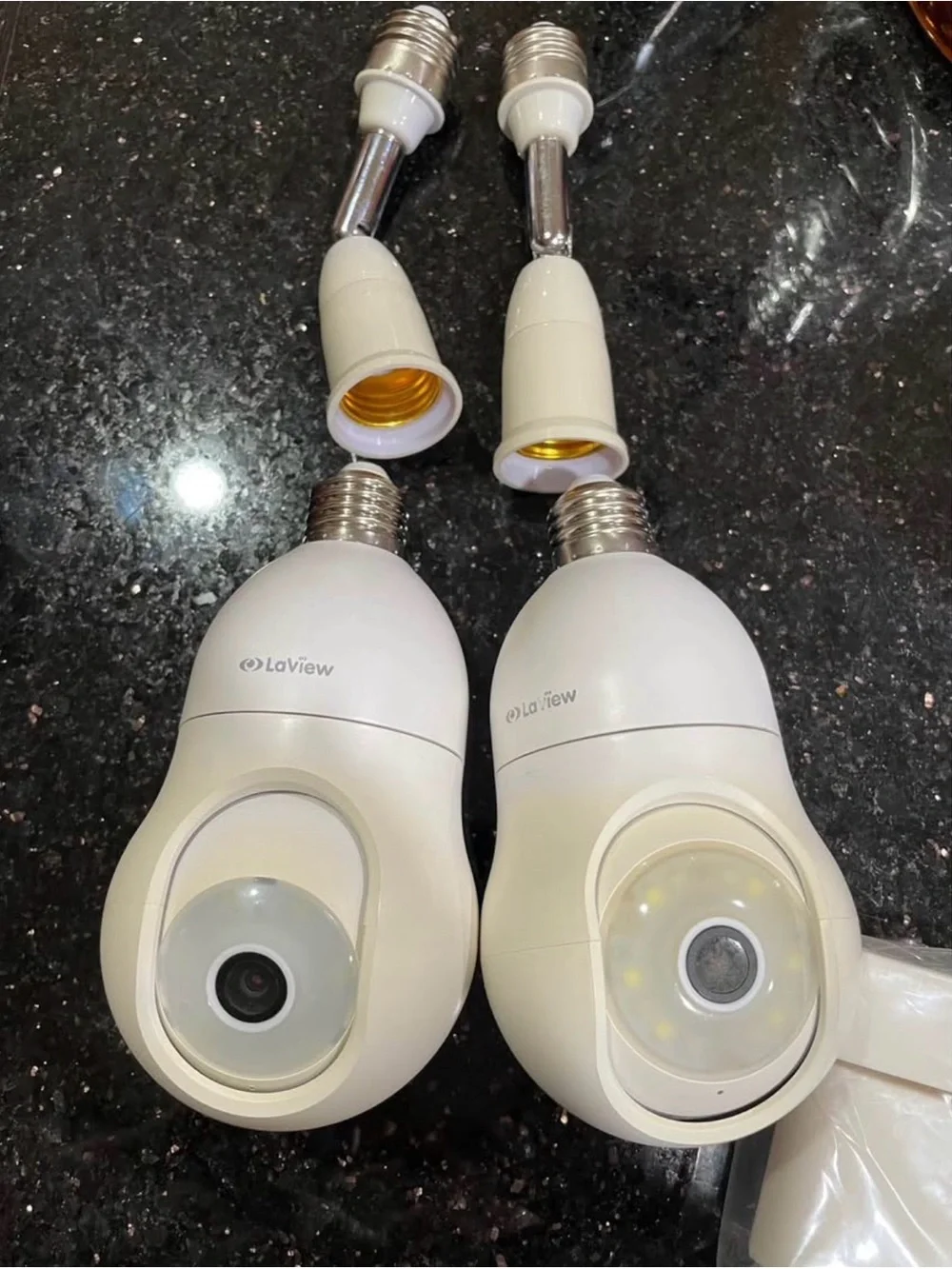 LaView Bulb Security Cameras with bulb extenders (2)